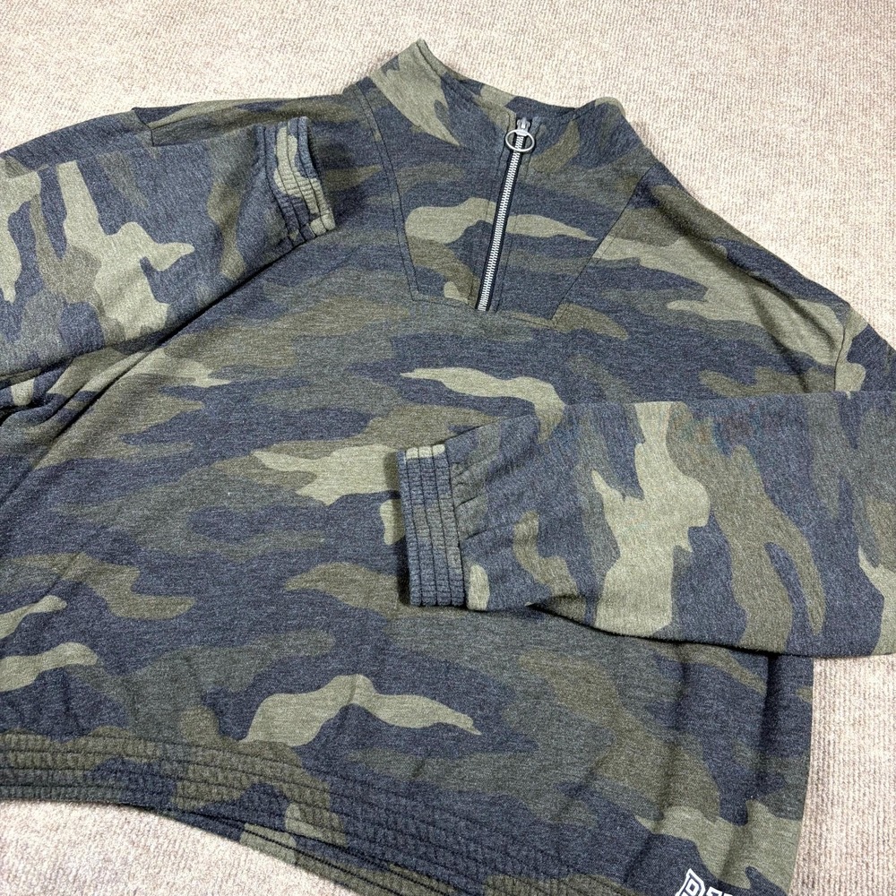 PINK Victoria's Secret Sweatshirt Womens Large Multicolor Camouflage Quarter Zip